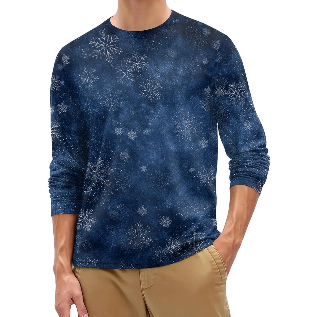 Herrenmode Bedrucktes Rundhals Langarm Unterhemd Top