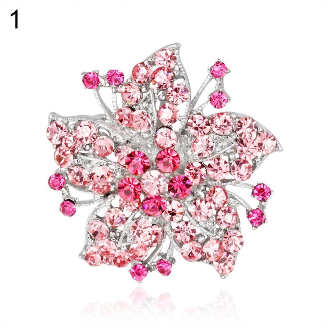 

Брошь - цветок с горным хрусталем