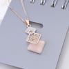Women Opal Squares Rhinestone Chain Necklace Shape Pendant Earrings Jewelry Set