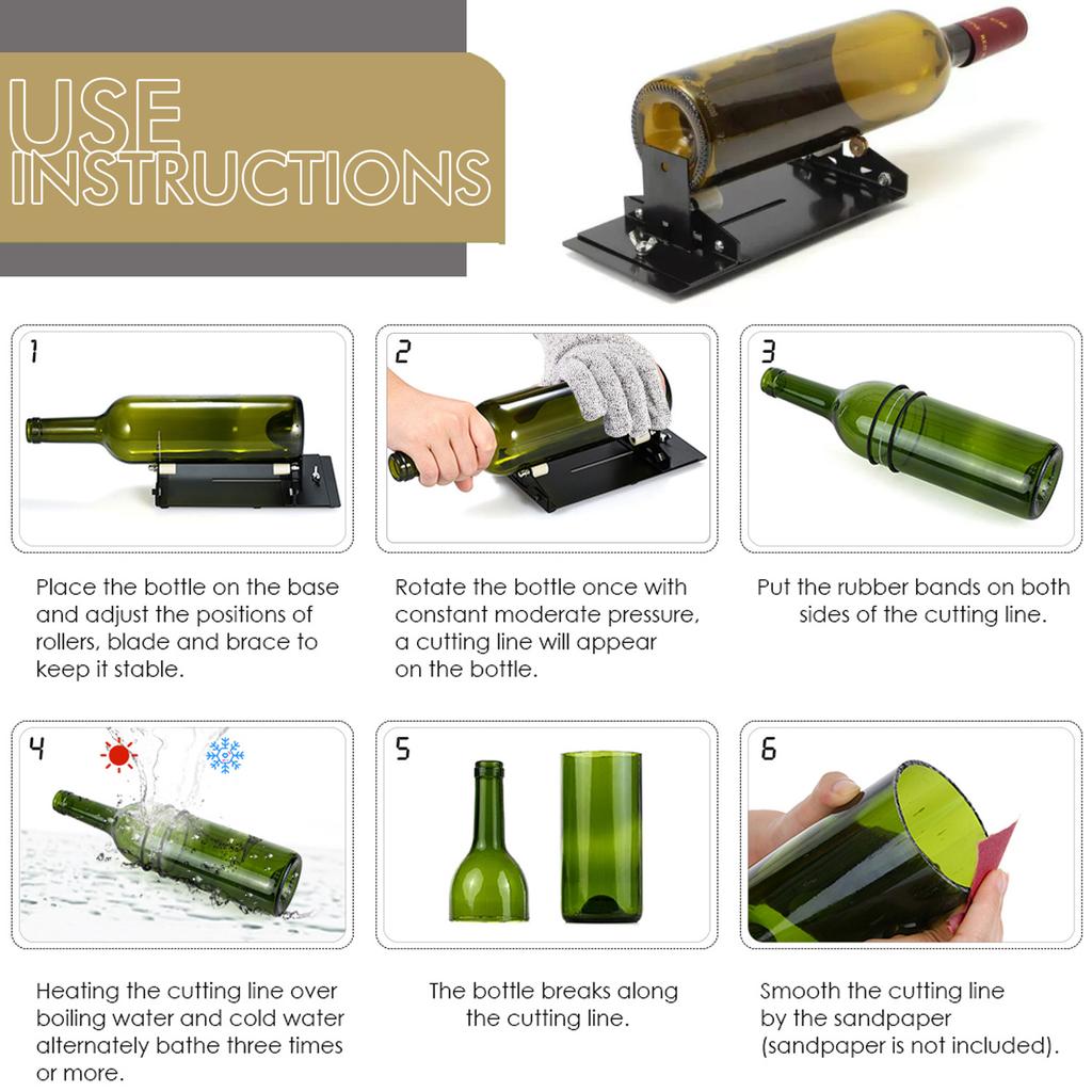 New Glass Bottle Cutter Tool Square Round Wine Beer Glass Sculptures Cutter Machine for Beer Glass Cutting Bottles Holder DIY