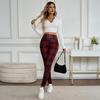 Women Pants High Elasticity Leggings Plaid Print Thickened Velvet Lining Warm Winter Bottoms Body Curve Yoga Sports Wear