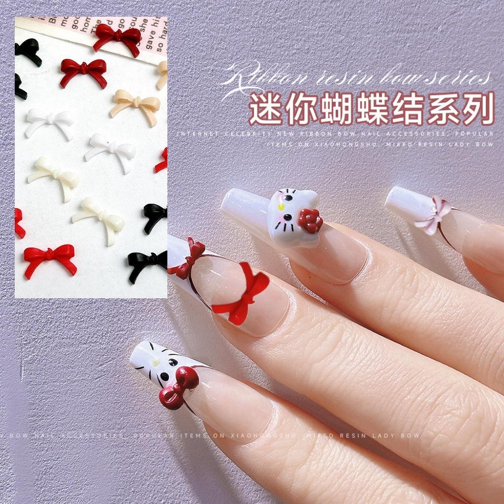 Mini Decorazioni per Unghie Fiocco Stile Misto Hot Sale Colore Solido Rosso Ancora Grandi e Piccoli Accessori per Unghie in Resina