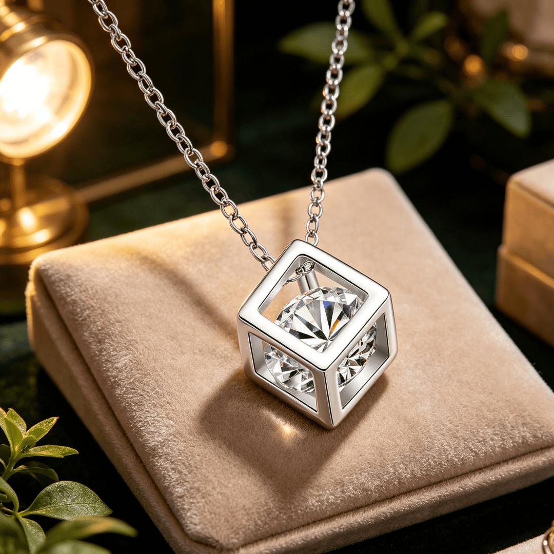 

925 Silver Fashion Jewelry Square Shiny AAAA Zircon Pendant Necklace For Women Wedding Birthday Gifts 45cm синий