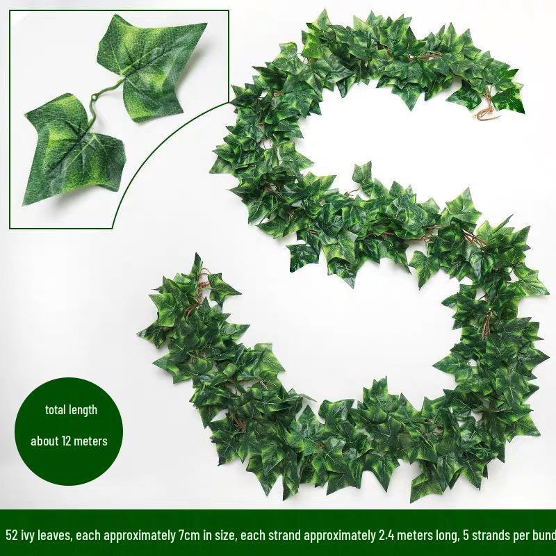 Artificial Rattan Vines for Pipe and Ceiling Decoration - Fake Green Leaves