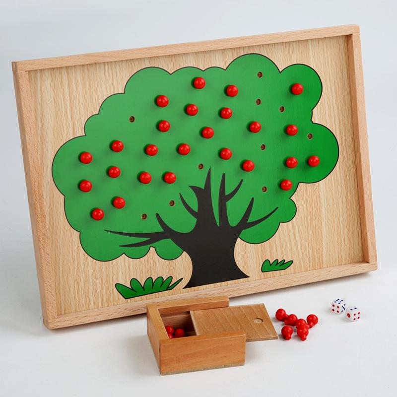Wooden Montessori Mathematics Teaching Aids Exercise Logical Thinking Young Children Count Apples Color Cognition Early Education Enlightenment