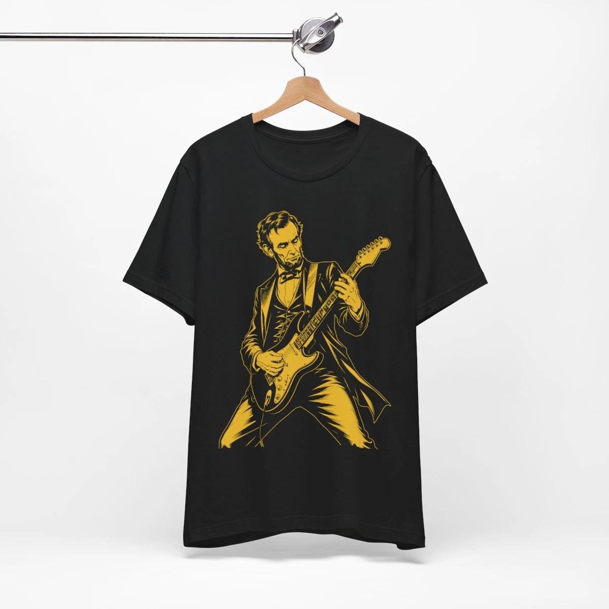 Abraham Abe Lincoln Playing Guitar Vintage Retro President Funny Meme T-Shirt XL
