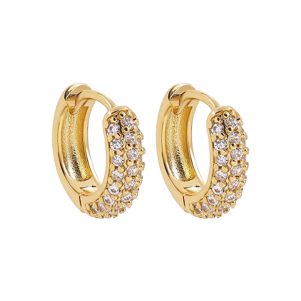 Modische CZ Zirkon Runde Huggie Creolen für Damen Geometrische U-Form Ohr Schnallen Creolen Vergoldeter Edelstahl Schmuck