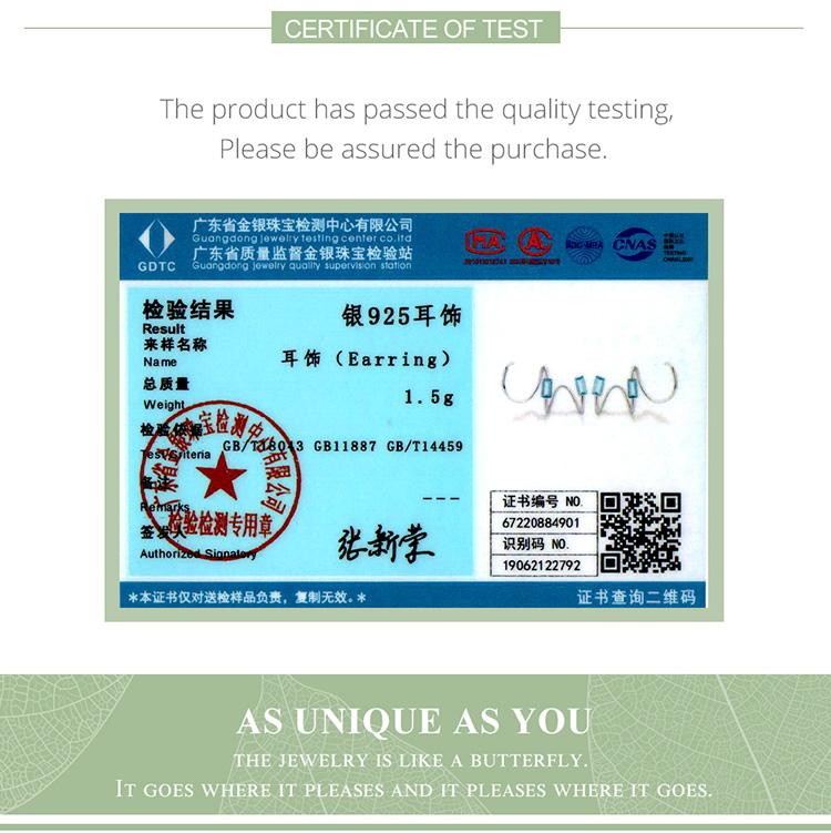 Bamoer 925 Sterling Silver Simple Style Blue Gemstone Ear Hooks for Women Trendy Geometric Studs Fine Jewelry Party Gift