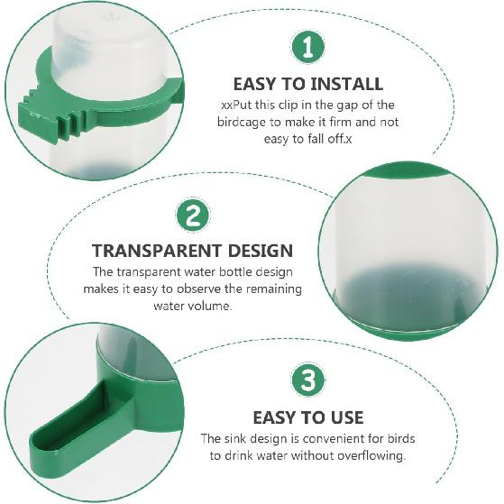MERRYHAPY 10pcs Bird Waterer Bird Food and Water Dispenser Parakeet Water Dispenser for Cage Pigeon Drinker Quail Drinker Rabbit Drinking Glasses