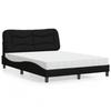 VidaXL Bed with Mattress Black 140x190 Cm Fabric, Bedroom Furniture, Double Bed, Curved Bed Frame, Slatted Base, Bed 3208529