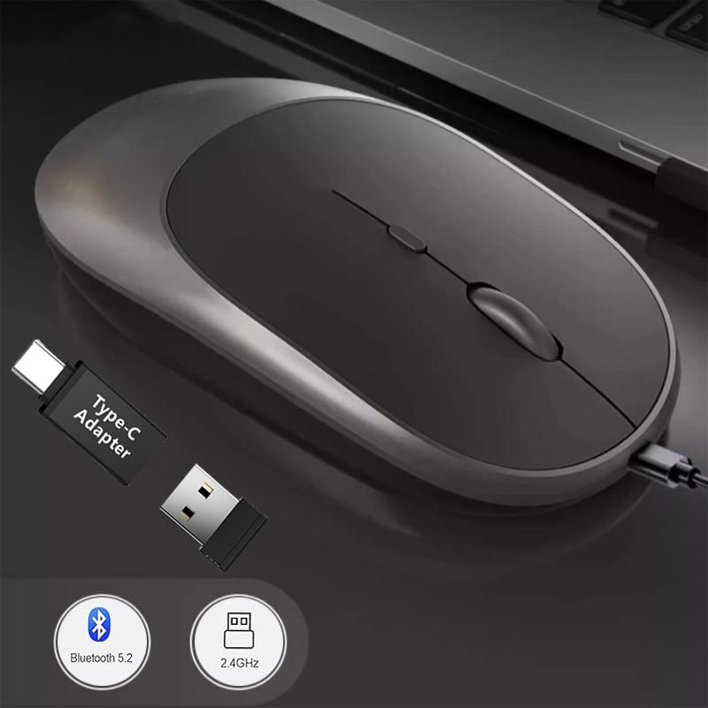 Rechargeable Wireless Mouse Dual Modes Bluetooth-compatible 2.4G USB Ergonomic Mice For Laptop Pad Tablet Macbook Mause
