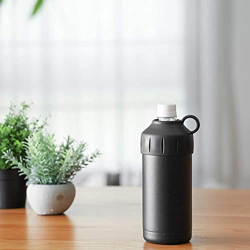 Pearl Metal BLKP Cooler Cover for 500ml and 600ml Bottles, Double Wall Vacuum Insulation, Includes Dedicated Bag, Black, Model AZ-5093