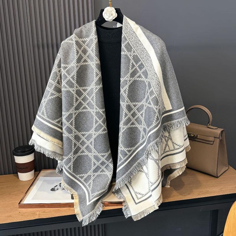 New Imitation Cashmere Scarf for Women Korean Version Contrasting Color Autumn and Winter Warm Couple Scarf British Fashion Long Shawl