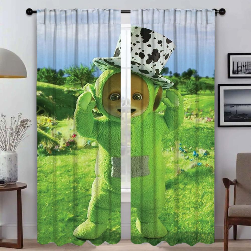 Modern Living Room Curtains 2 Pieces Teletubbies Shades Blackout Curtain for Room 2 Panel Halloween Decoration Tulle for Bedroom