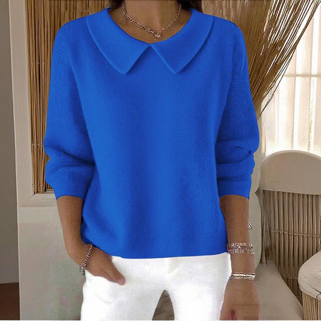 Women's Fashionable Long-sleeved Solid-color Pullover Knitted Sweater Top