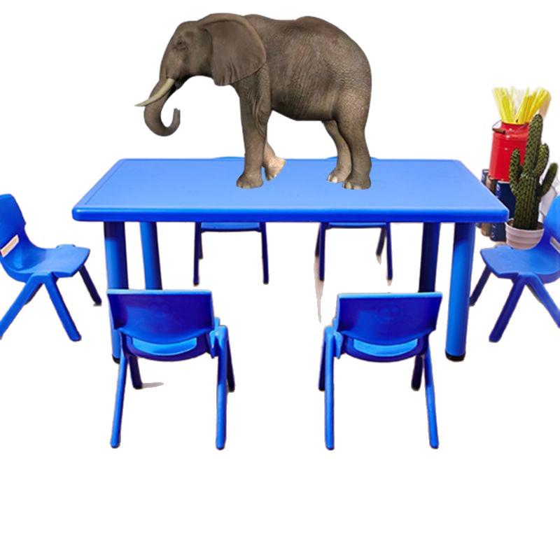 Children's Rectangular Plastic Learning Table & Chair Set with Building Block Surface