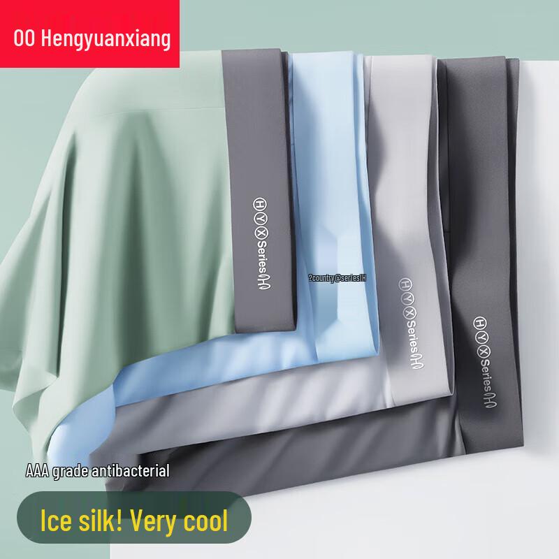 Hengyuanxiang Men's Plus Size Ice Silk Seamless Boxer Briefs 3-Pack