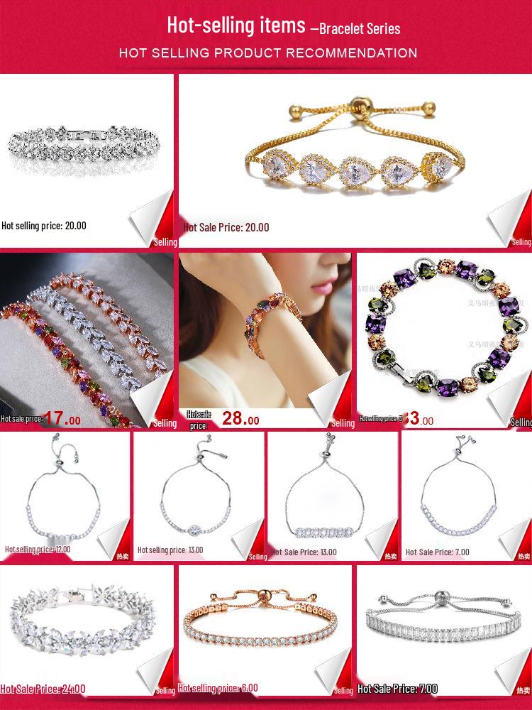 Bracelet Élégant en Zircon Plaqué Or pour Femmes - Mode Européenne et Américaine