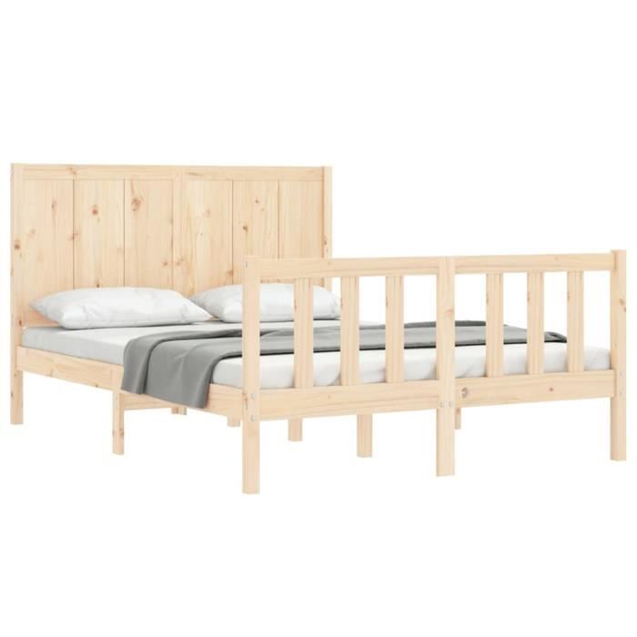 VidaXL Bed Frame with Headboard 120x200 Cm Solid Wood 3192616