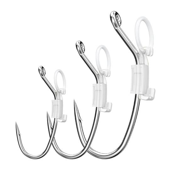 6/12/24Pcs Luminous Live Shrimp Fixing Hook Heavy Duty Metal Barbed Fishhook Freshwater Saltwater Catfish Bass Fishing Hook Fishing Accessories
