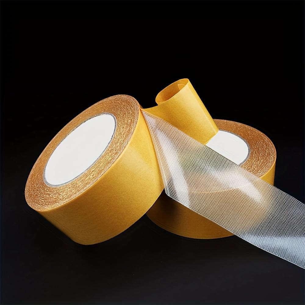 Supersterk dobbeltsidig tape, 2 cm x 10 m - vanntett gjennomsiktig lim med glassfibernett for vegger og glass, tre, metall og mer