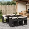 Vidaxl 7-Cz. Garden Furniture Set With Cushions, Black, Poly Rattan