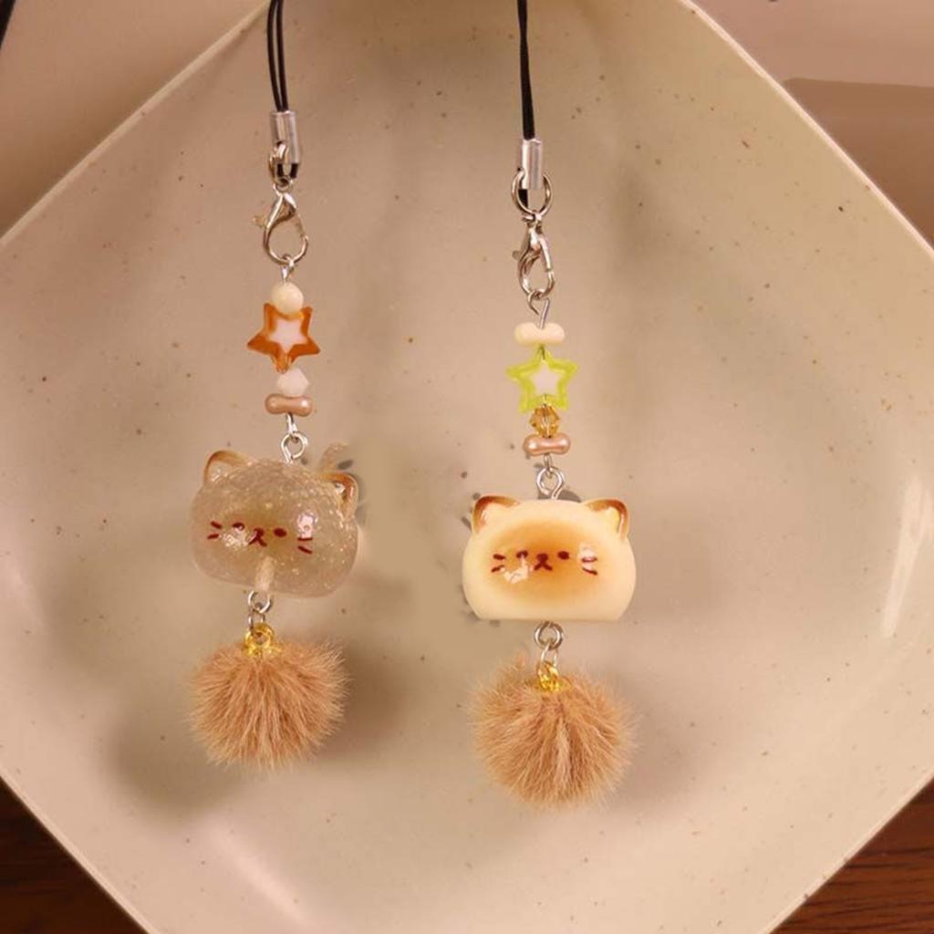 Cute Cat Key Lanyard Wrist Strap Phone Lanyard Cartoon Phone Charm Resin Texture Perfect for Bags Phones and Keys