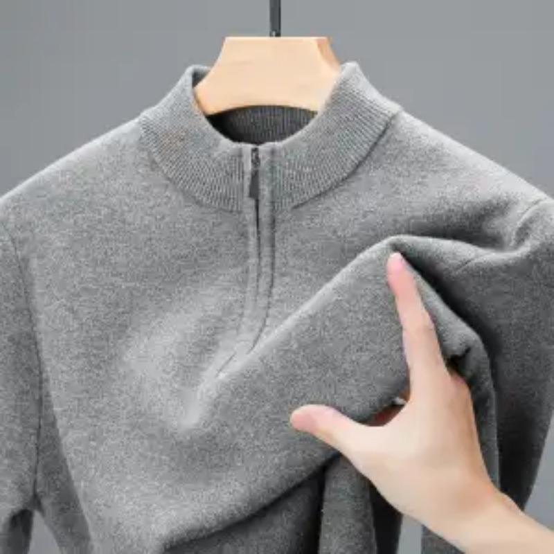 Cardigan Pullover Herbst Winter Herren Verdickt Warm Halber Rollkragen Mittleren Alters Neu Reißverschluss Locker Gestrickt Unterteil