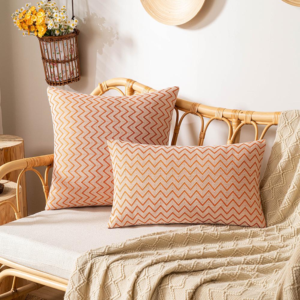 Double-sided Jacquard Pillow Case Nordic Braided Living Room Sofa Cushion Imitation Cotton Linen Simple Waffle Bedside Bench