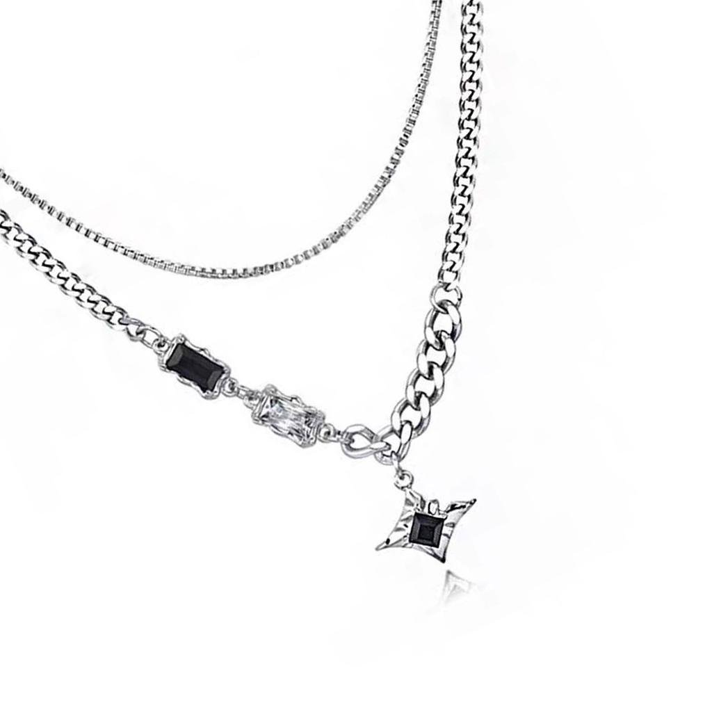 Double Layer Lucky Star Necklace For Men Hip Hop Jewelry Urban Streetwear Style Unisex Couple Chain Alloy Design