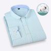 Men's Oxford Shirts Long Sleeve 100% Cotton Casual Plaid Soft Regular Fit Formal Dress Shirt Social Blouse Male Clothes 6XL 7XL