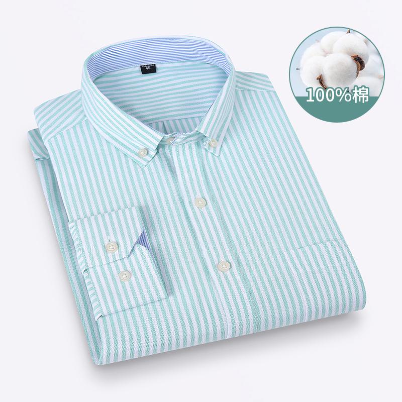 Men's Oxford Shirts Long Sleeve 100% Cotton Casual Plaid Soft Regular Fit Formal Dress Shirt Social Blouse Male Clothes 6XL 7XL