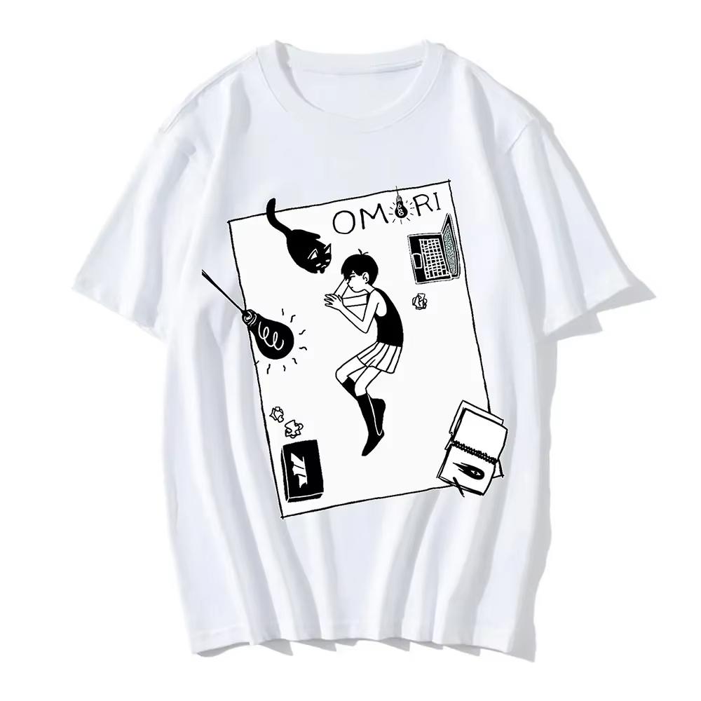 Omori Merch Omocat Summer T-shirts Casual Tops Print Harajuku Style Short Sleeve Tops Cosplay T-shirts Fashion Y2K Top