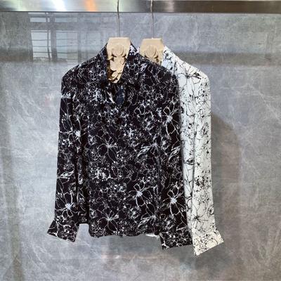 New Hong Kong Style Long Sleeved Shirt for Men Thin Trendy Korean Printed Shirt All Match Printing Popularity Top