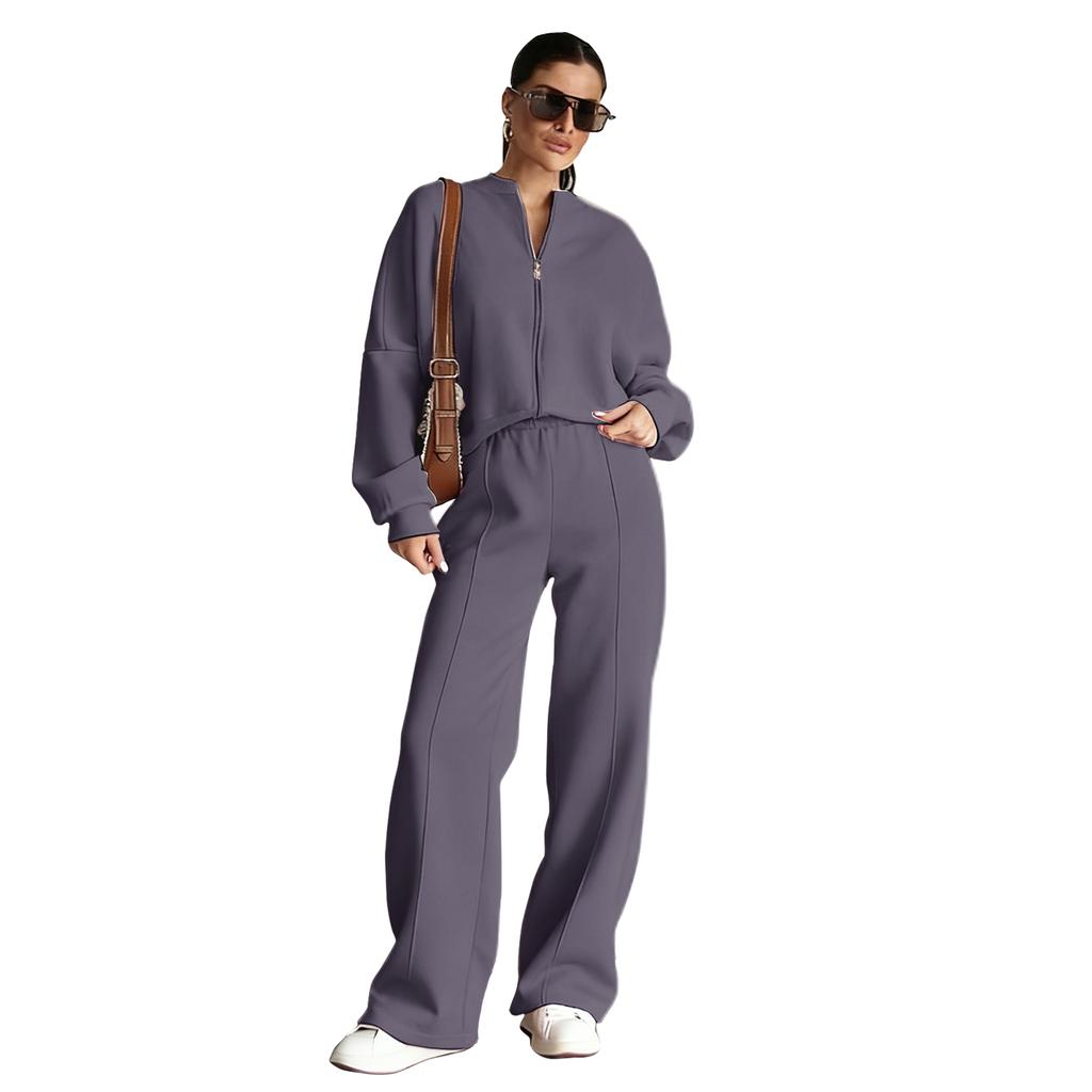 Women's Fashion Street Long,Sleeved Jacket And Pants Two,Piece Set