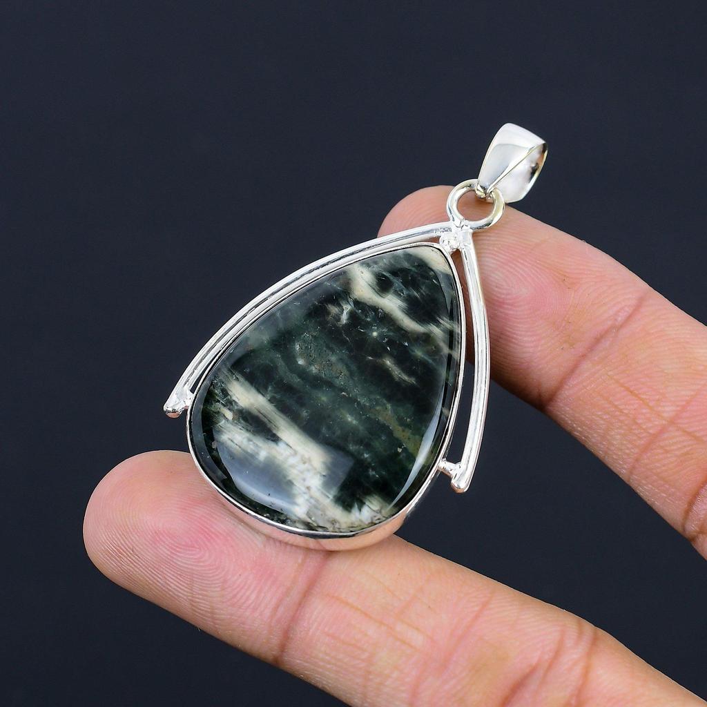 Halloween Sale Ocean Jasper Gemstone 925 Sterling Silver Wife Pendant Jewelry