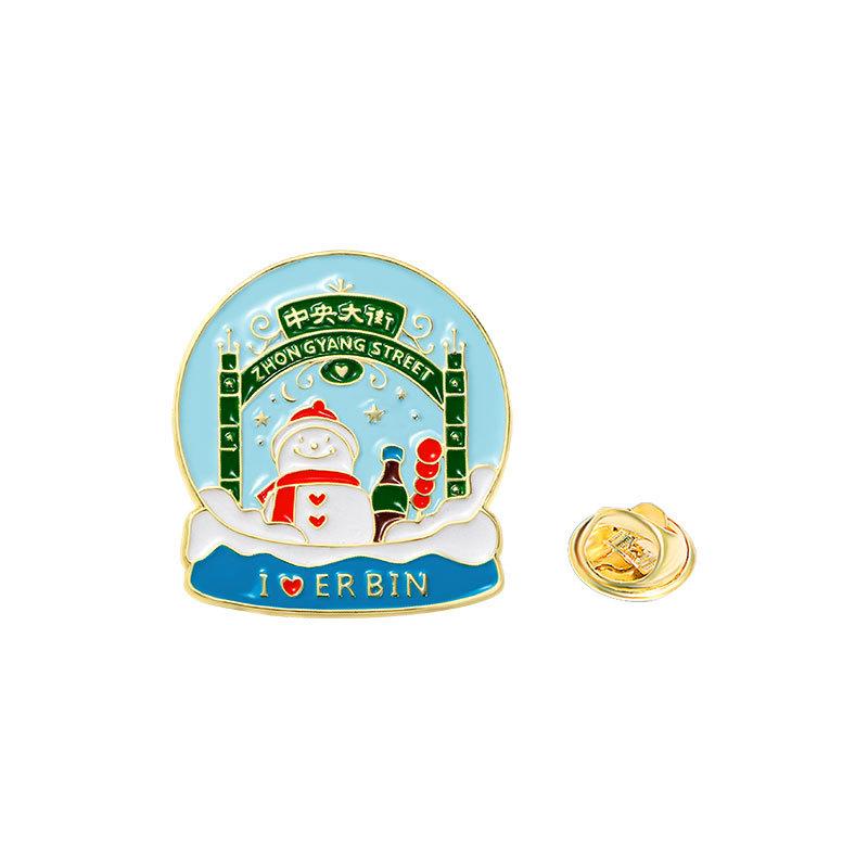 Original Harbin attractions merchandise brooch Sophia Cathedral Ice and Snow World oil dripping cartoon