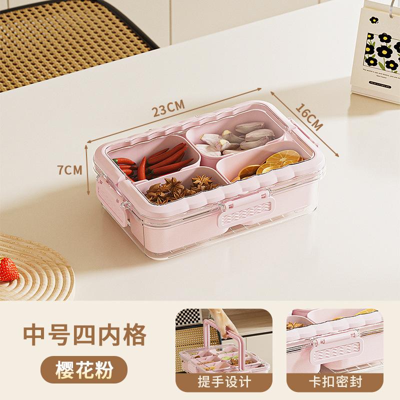 Rectangle Safe Plastic Food Storage Box with Compartments with Handle Standard
