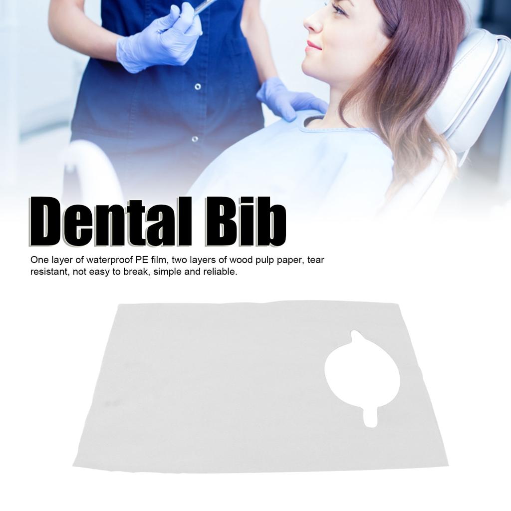 100pcs Disposable Adult Bib Waterproof Restaurant Beauty Salon Dental Bib for Elderly 15.7 X 23.6 Inch White