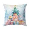 Watercolor Christmas Tree Illustration Pillowcase Bedroom Cushion Cover 100% Polyester Living Room Cushion Pillowcase Home Decor