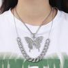 Elegant Accessory Temperament, Full of Rhinestones, Cuban Buckle Accessories for Women, Sweet and Cool, Layered Butterfly Pendant Necklace