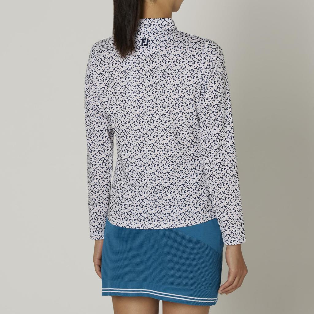 FootJoy Floral Print Long Sleeve Shirt, Navy, Women's, Size Small, FJW-F24-S09 (32280-S)