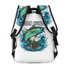 Ocean Hunter Leaping Tuna And Nautical Waves Deep Sea Fishing Backpacks Boys Girls Bookbag School Bags Rucksack Shoulder Bag