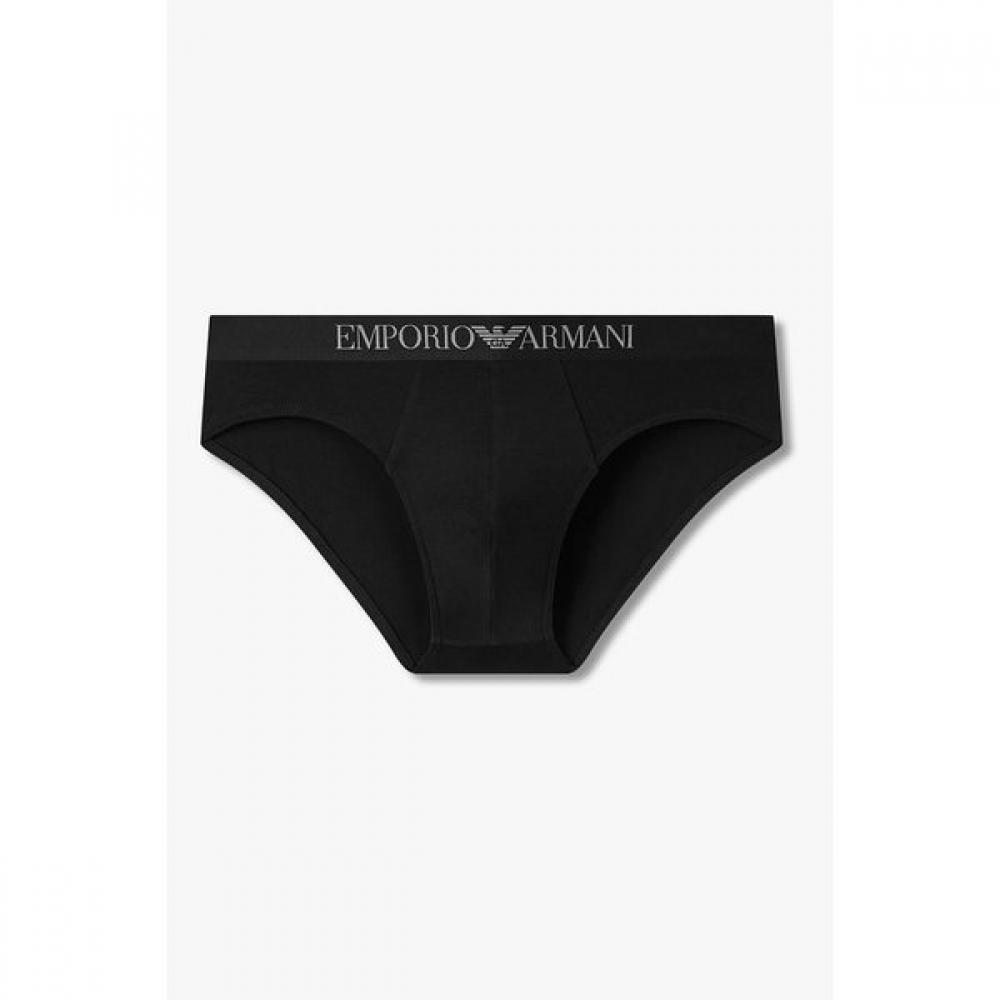 Emporio Armani Men S Solid Cotton Brief 2 pcS Set  Logo Patterned   Logo Banding