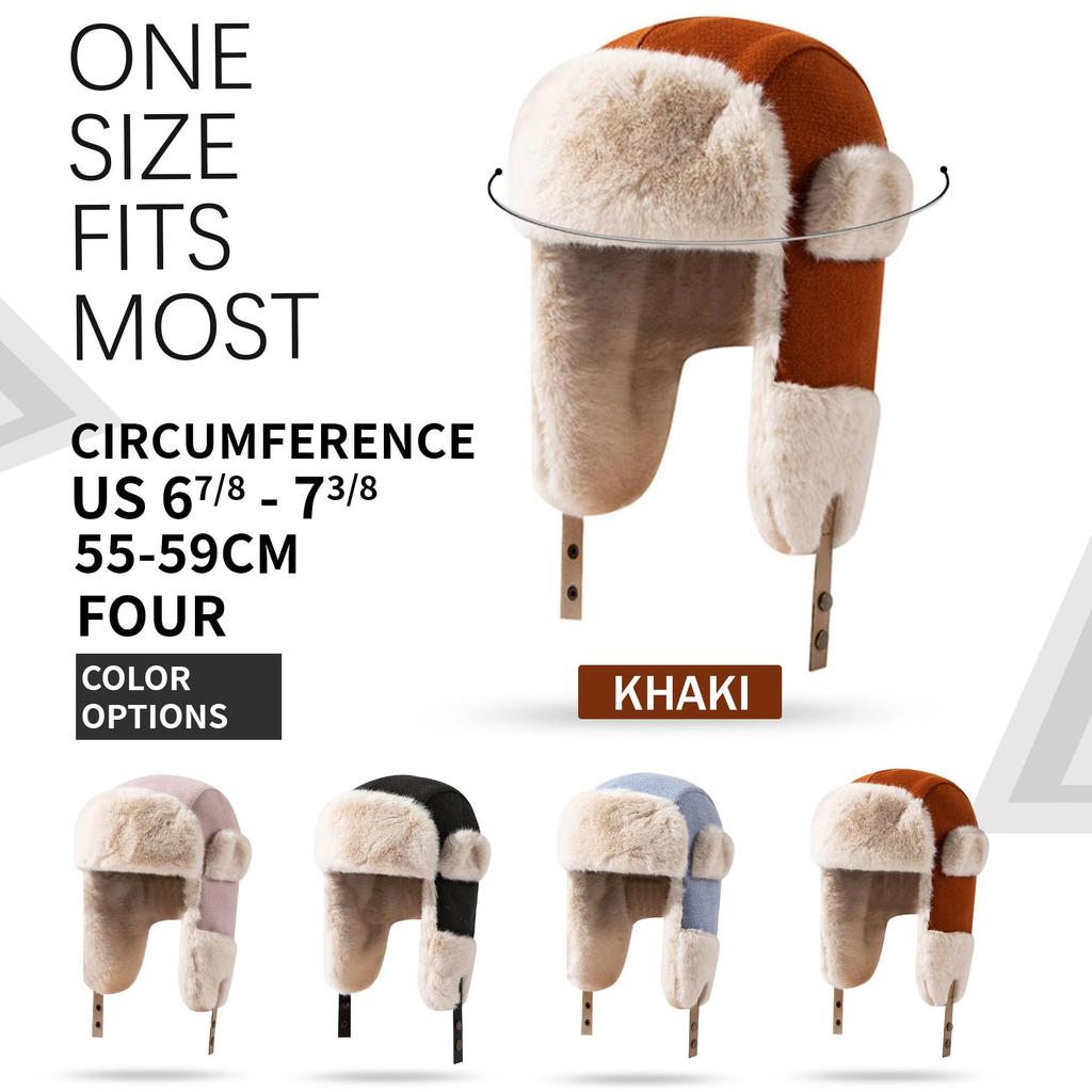 Croogo Pilot Cap with Ear Perfect for Flight Perfect for and Stylish Russian Style Boa Fleece Flight Cap Men's Flaps, Winter, Warm, Fleece-Lined Cap,