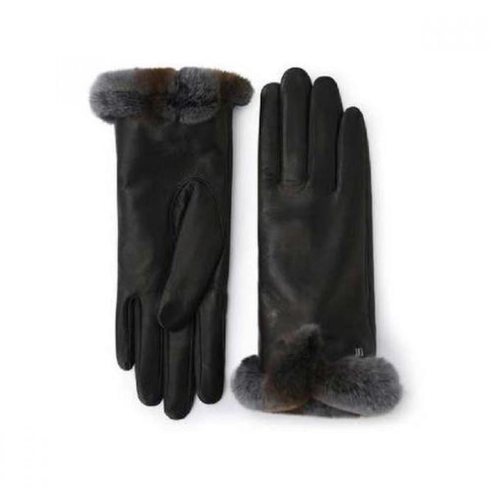 Daks Black Lambskin Rex Fur Touchscreen Gloves Dcgv2f276 Single option
