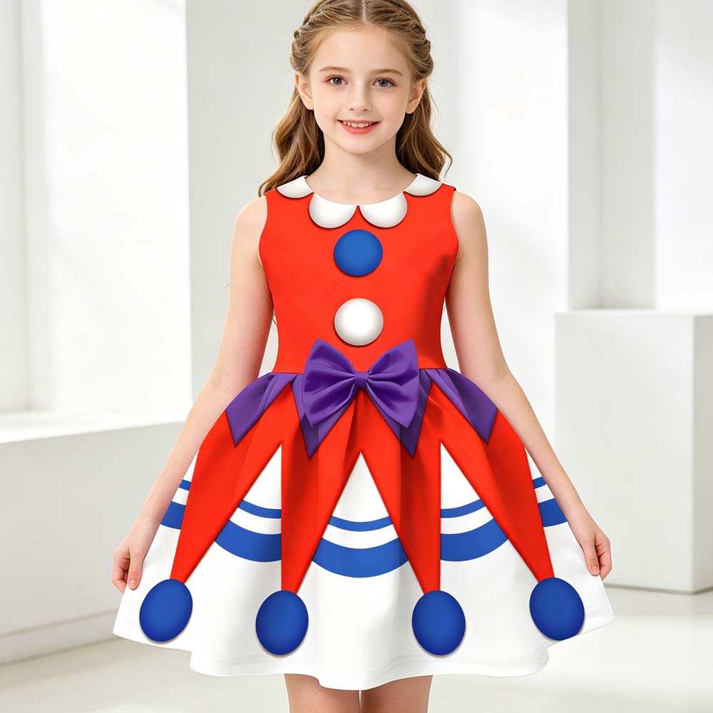 Girls Lily Cosplay Bow Dress With Free Mask Summer Outfits For Kids Halloween Carnival Party Costume Beautiful Princess Dress