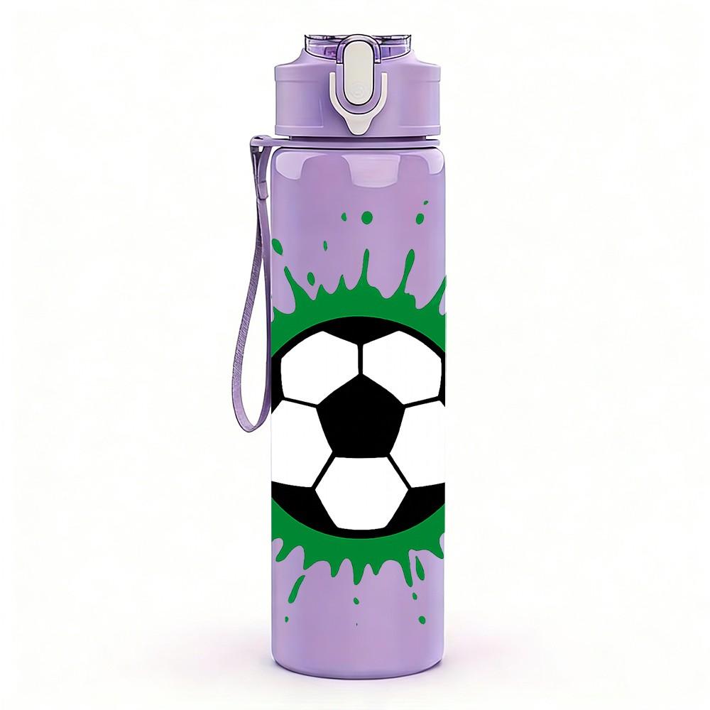 1PC Soccer Ball Burst Pattern 750ml Color Plastic Sports Water Bottle Leakproof Flip Straw Lid Suitable for Sports Office Home Use