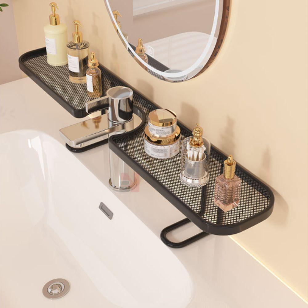 No‑drill /drill‑free Faucet Shelf Vertical Sink Countertop Organizer  Makeup Cosmetic Storage