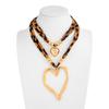 2Pcs/Set Retro Leopard Print Chain Punk Hollow Charms Jewelry Fashion Heart Pendant Necklace  Gifts
